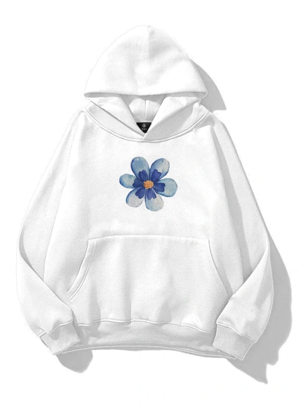 Kadın Blue Flower Sweatshirt Beyaz