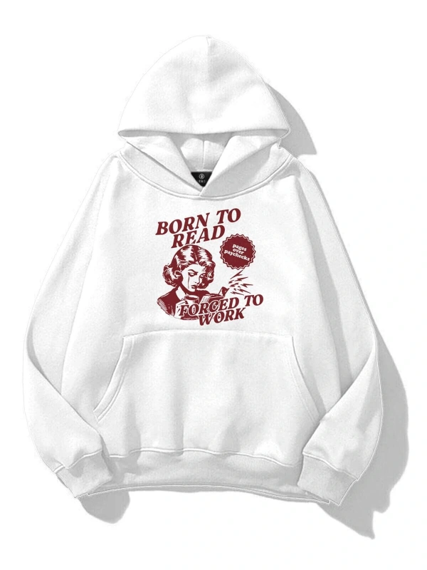 Kadın Born to Read Sweatshirt Beyaz