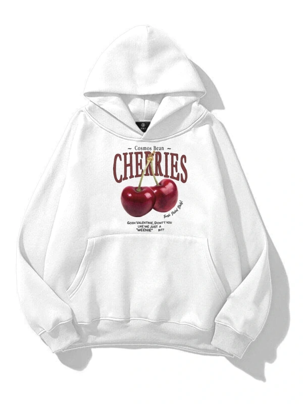 Kadın Cherries Sweatshirt Beyaz