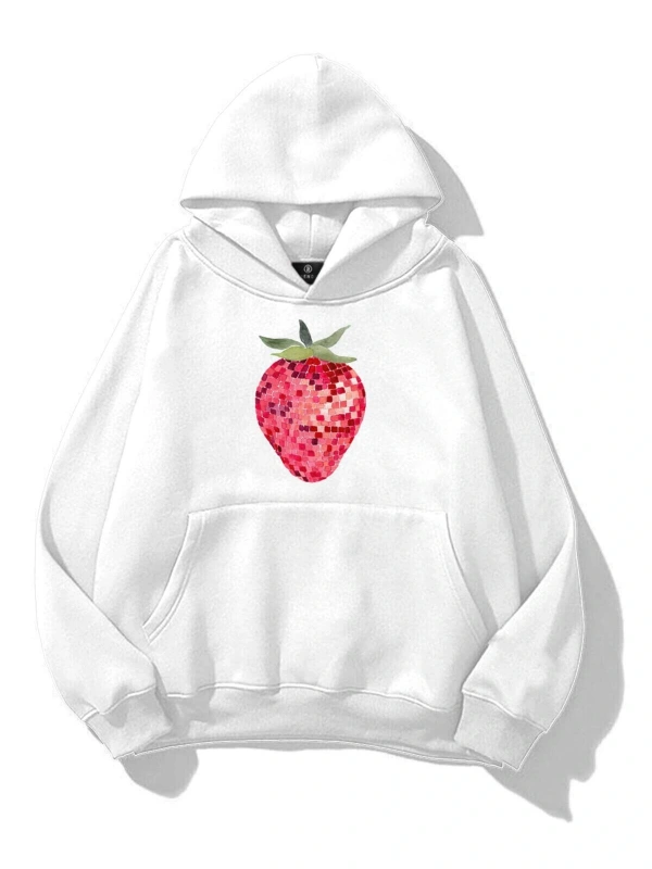 Kadın Çilek Disco Sweatshirt Beyaz