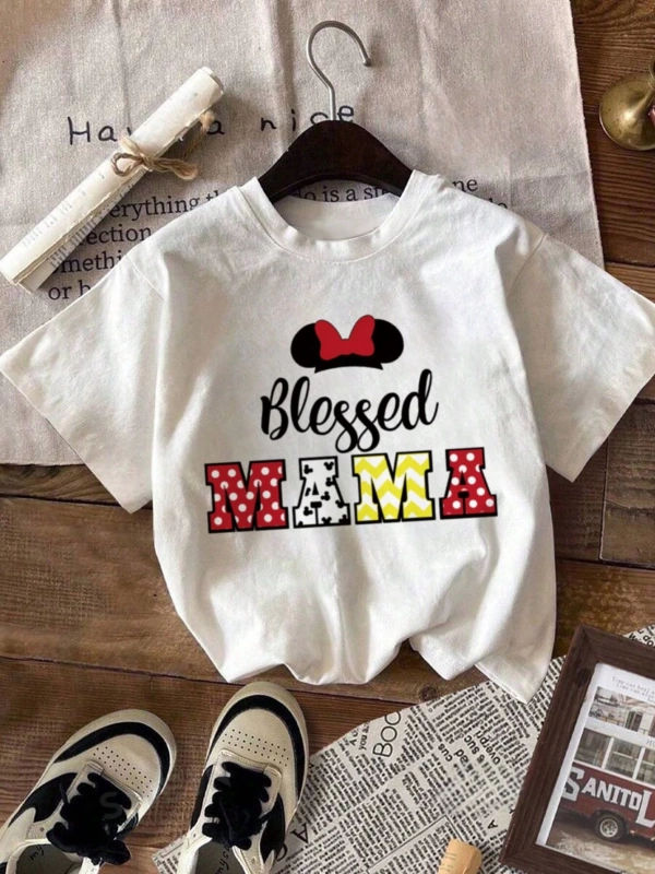 Kadın Günlük Moda Çok Yönlü Yuvarlak Yaka Kısa Kollu Tişört Harf Baskılı, Günlük Giyim İçin U