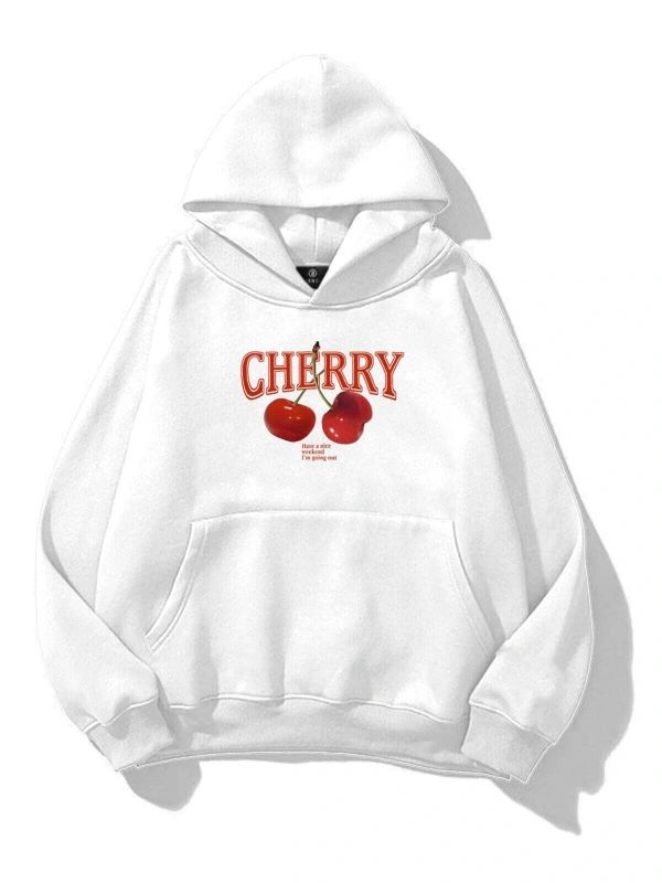 Kadın Have a Nice Weekend Cherry Sweatshirt Beyaz