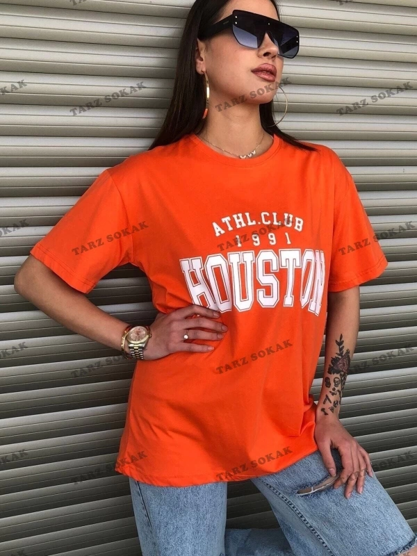 Kadın Houston Baskılı Oversize T-shirt