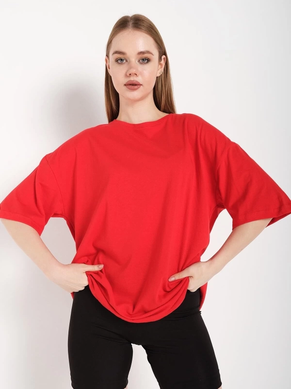 Kadın Kırmızı Oversize T-shirt