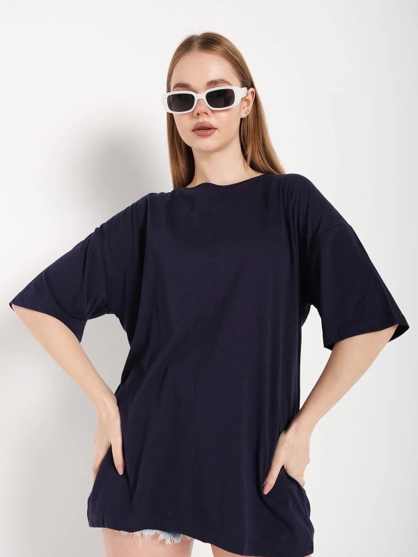 Kadın Lacivert Oversize T-shirt