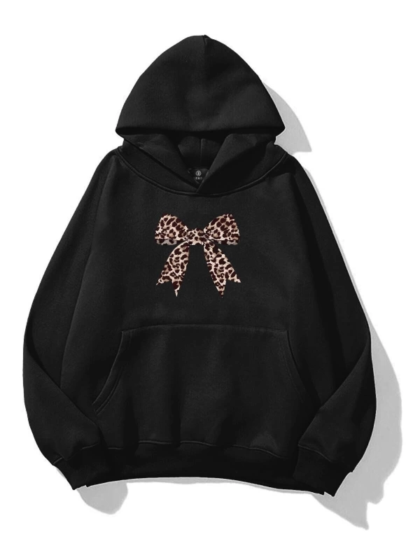 Kadın Leopar Kurdele Sweatshirt