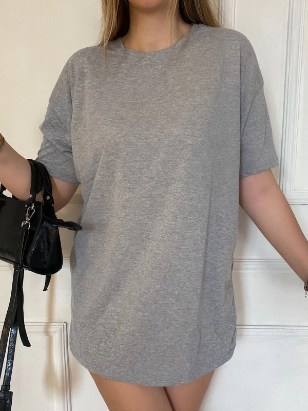 Kadın Oversize Dökümlü Tok Kumaş Kısa Kollu Tişört