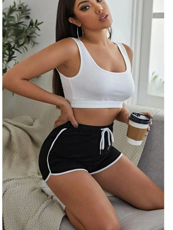 Kadın Penye Kumaş Ipli Bel Lastikli Mini Şort