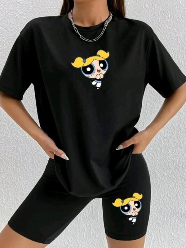 Kadın Siyah Toparlayıcı Tayt Ve Tshirt Kombini Alt-üst Takım