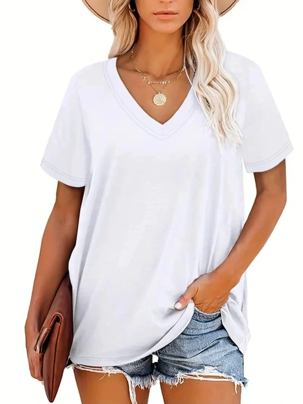 Kadın V yaka Siyah Beyaz Tişört Happiness Baskılı Oversize