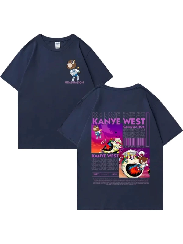 Kanye West Mezuniyet Ayı Grafik baskı T Erkek Kadın Hip Hop streetwear vintage üstleri