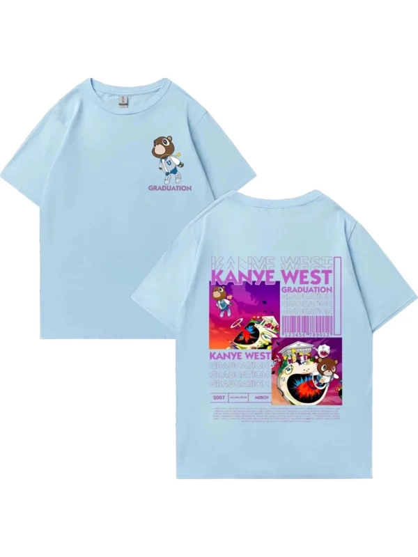 Kanye West Mezuniyet Ayı Grafik baskı T Erkek Kadın Hip Hop streetwear vintage üstleri