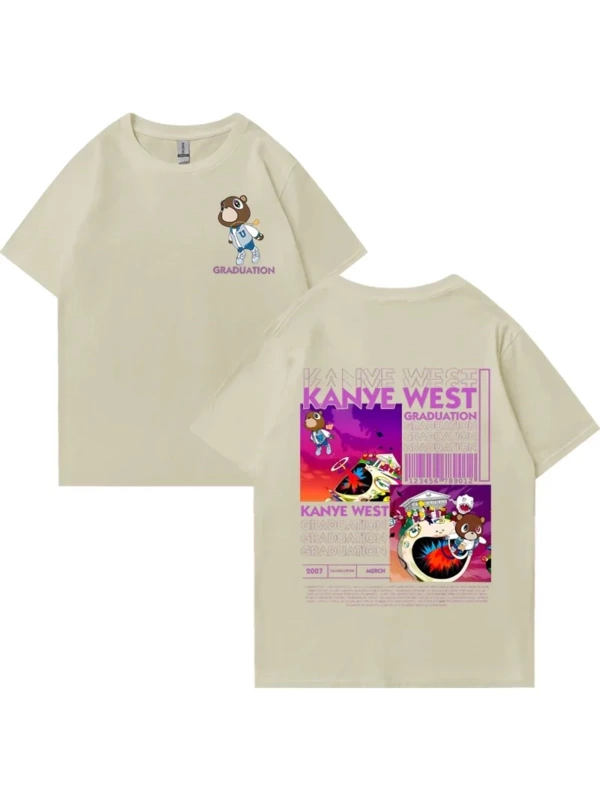 Kanye West Mezuniyet Ayı Grafik baskı T Erkek Kadın Hip Hop streetwear vintage üstleri