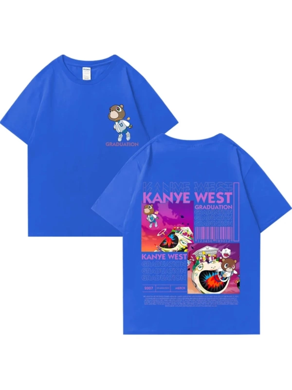 Kanye West Mezuniyet Ayı Grafik baskı T Erkek Kadın Hip Hop streetwear vintage üstleri