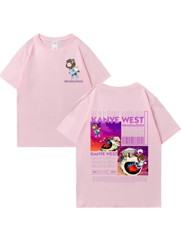 Kanye West Mezuniyet Ayı Grafik baskı T Erkek Kadın Hip Hop streetwear vintage üstleri