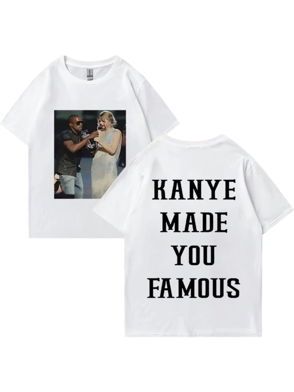 Kanye West vintage T Shirt Made You ünlü adam kadıns gevşek günlük kıyafetler Hip Hop street