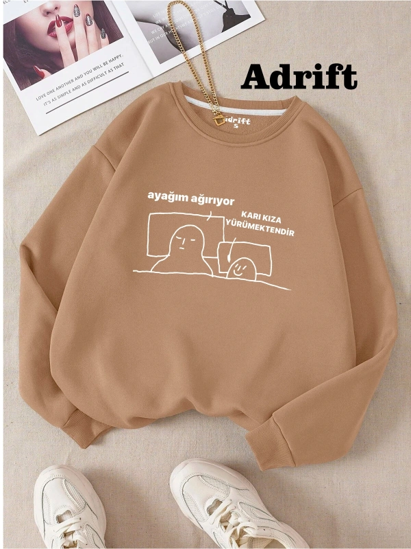 Karı Kıza Köstebek Sokak Trend Tasarım Harajuku/Gotik Bej