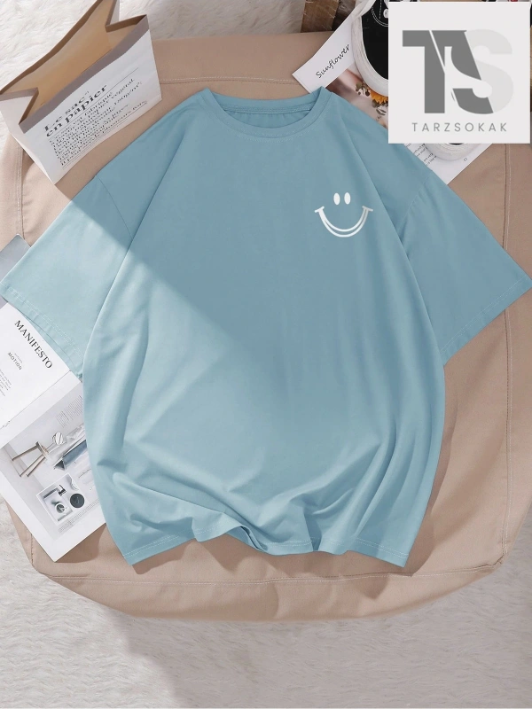 Karikatür Grafik Düşük Omuz Büyük Boy Tişört