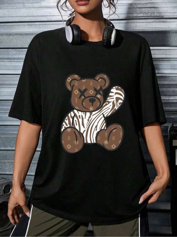 Karikatür ve Grafik tasarım Oversize T-shirt Cartoon/Letter serisi kod104