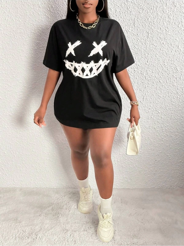 Karikatür ve Grafik tasarım Oversize T-shirt Cartoon/Letter serisi kod105