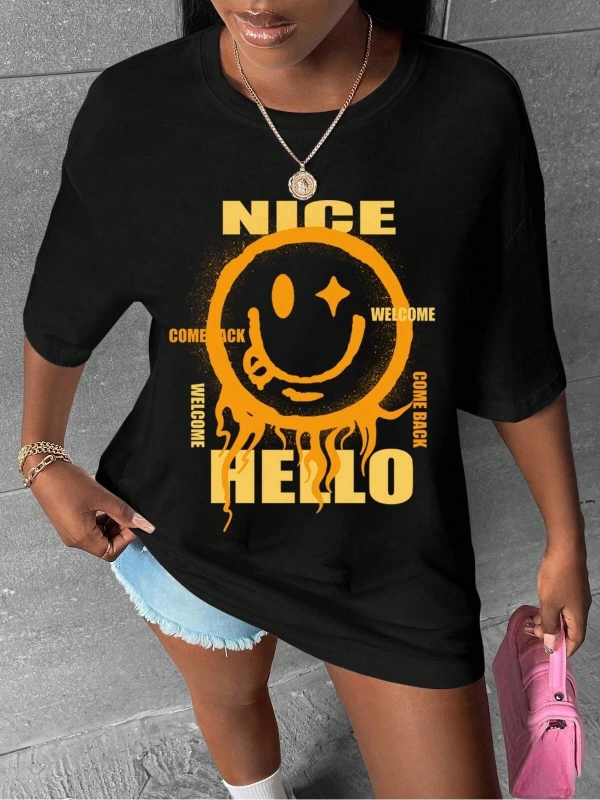 Karikatür ve Grafik tasarım Oversize T-shirt Cartoon/Letter serisi kod121