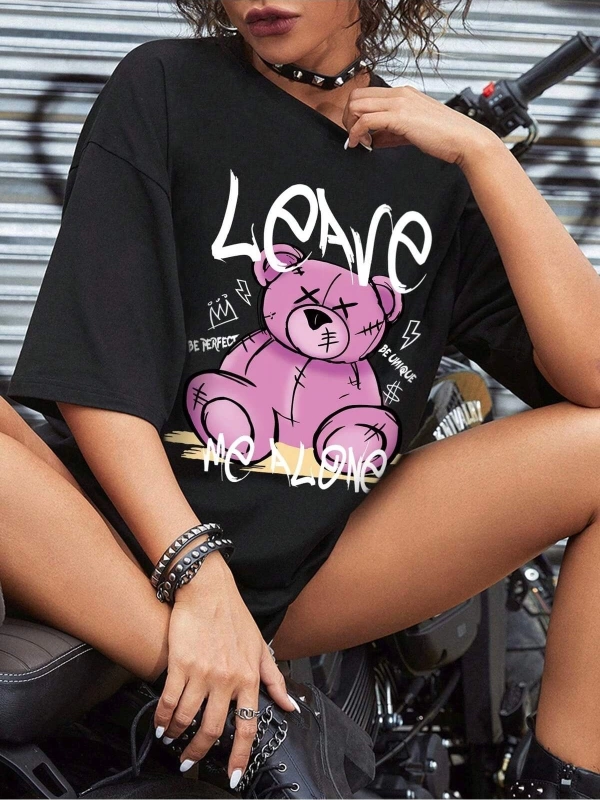 Karikatür ve Grafik tasarım Oversize T-shirt Cartoon/Letter serisi kod128