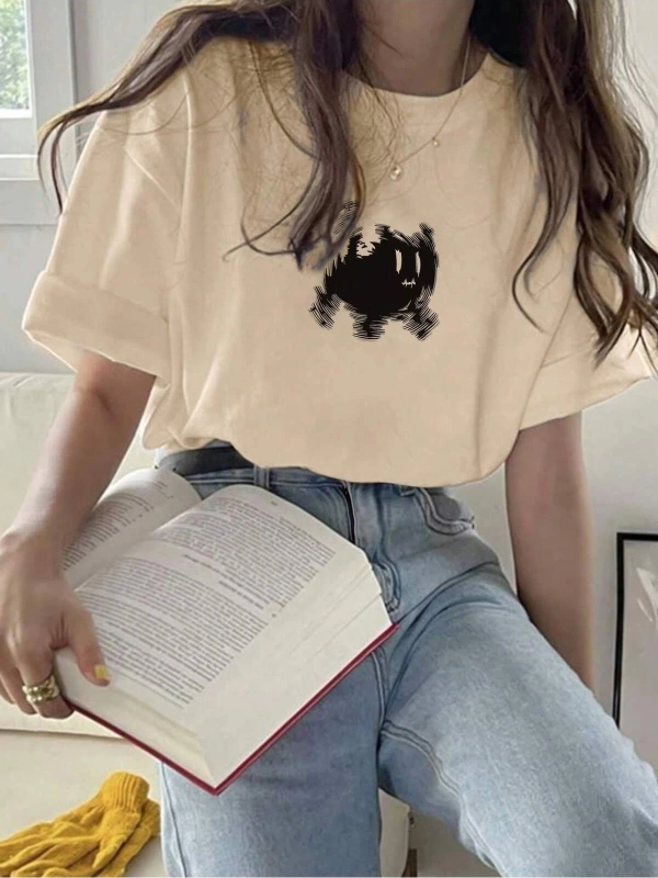 Karikatür ve Grafik tasarım Oversize T-shirt Cartoon/Letter serisi kod133