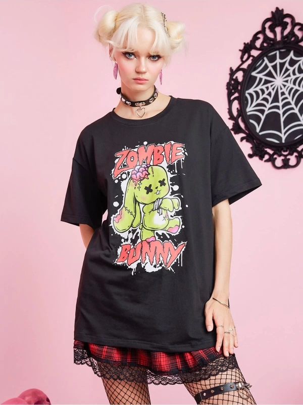 Karikatür ve Grafik tasarım Oversize T-shirt Cartoon/Letter serisi kod136