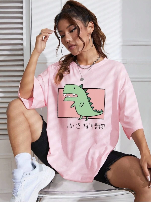 Karikatür ve Grafik tasarım Oversize T-shirt Cartoon/Letter serisi kod139