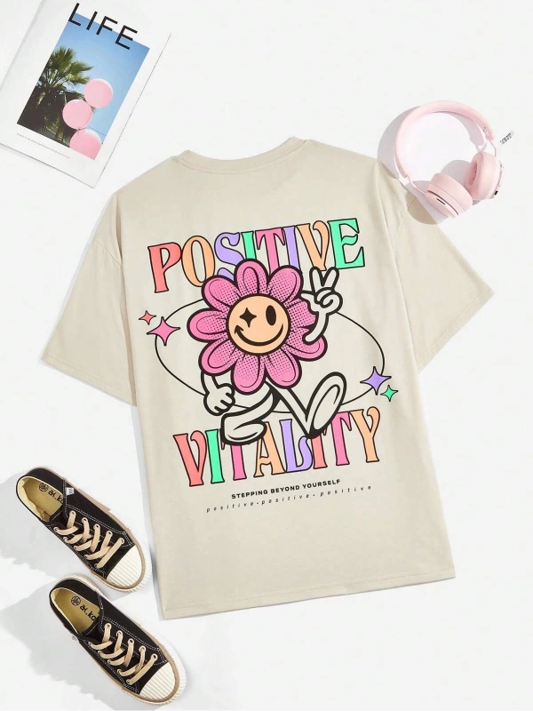 Karikatür ve Grafik tasarım Oversize T-shirt Cartoon/Letter serisi kod159