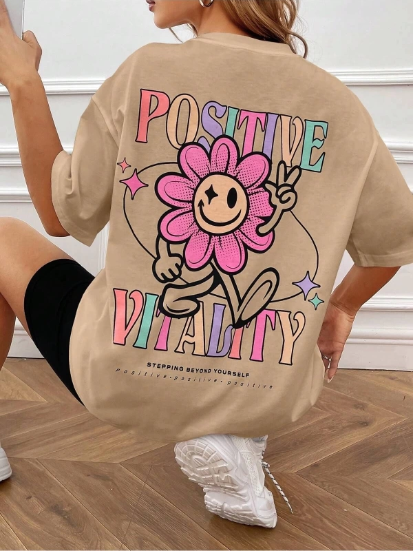 Karikatür ve Grafik tasarım Oversize T-shirt Cartoon/Letter serisi kod160