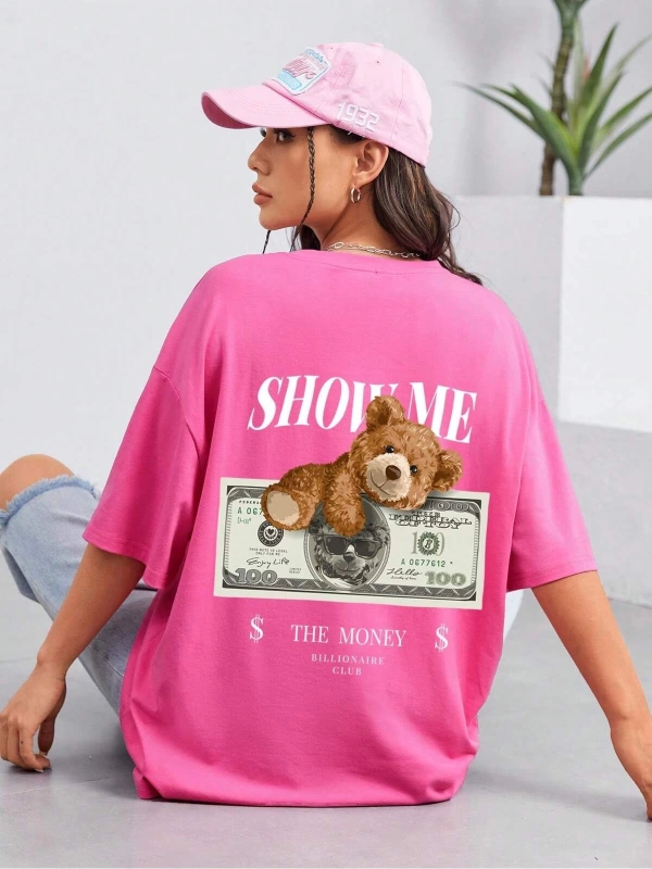 Karikatür ve Grafik tasarım Oversize T-shirt Cartoon/Letter serisi kod165