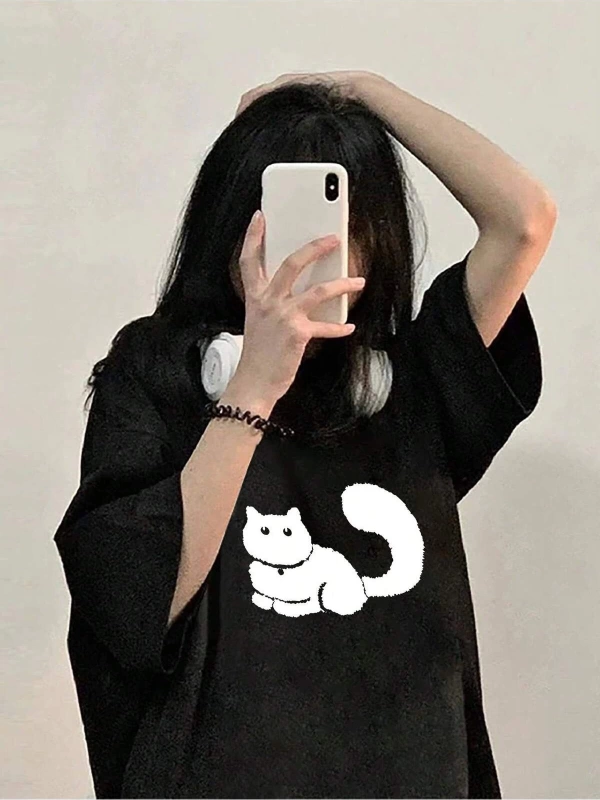 Karikatür ve Grafik tasarım Oversize T-shirt Cartoon/Letter serisi kod170