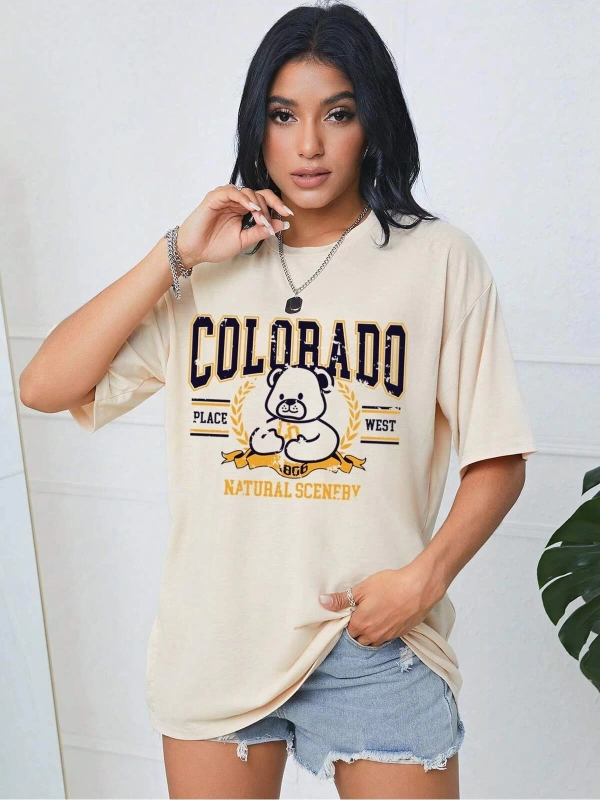 Karikatür ve Grafik tasarım Oversize T-shirt Cartoon/Letter serisi kod171
