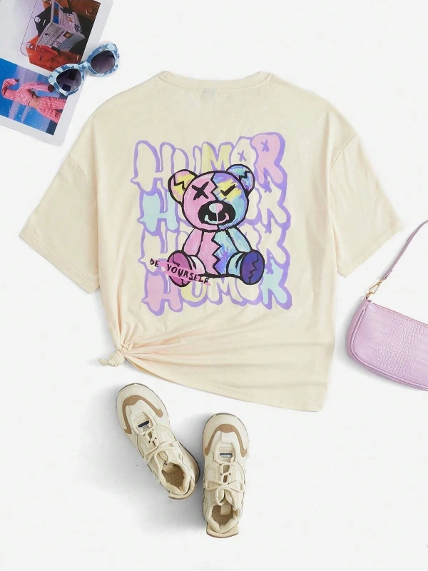 Karikatür ve Grafik tasarım Oversize T-shirt Cartoon/Letter serisi kod174