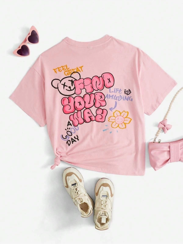 Karikatür ve Grafik tasarım Oversize T-shirt Cartoon/Letter serisi kod184