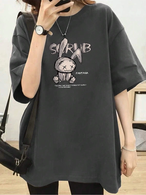 Karikatür ve Grafik tasarım Oversize T-shirt Cartoon/Letter serisi kod197