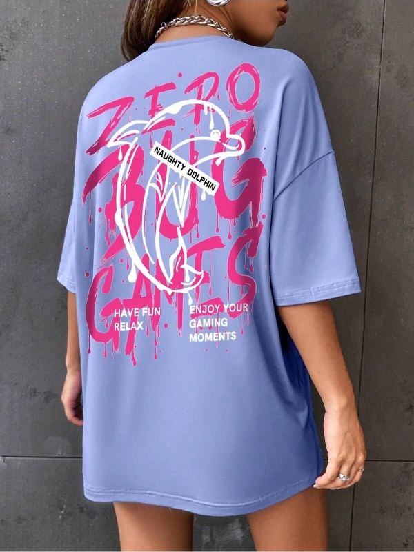 Karikatür ve Grafik tasarım Oversize T-shirt Cartoon/Letter serisi kod217