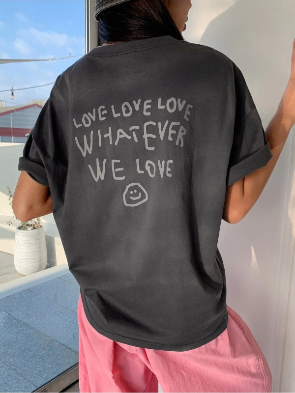 Karikatür ve Grafik tasarım Oversize T-shirt Cartoon/Letter serisi kod229