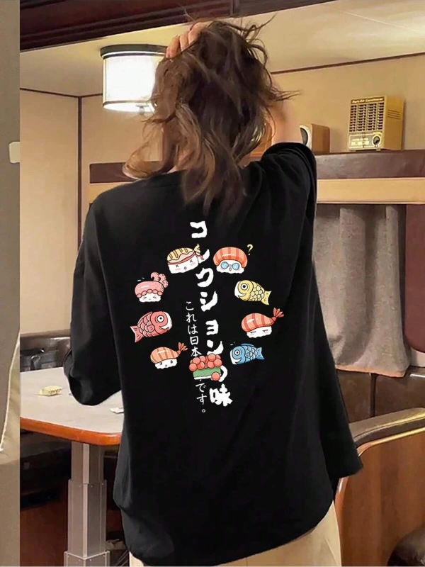 Karikatür ve Grafik tasarım Oversize T-shirt Cartoon/Letter serisi kod244