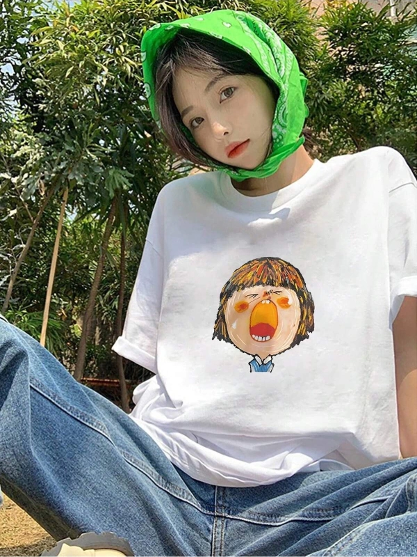 Karikatür ve Grafik tasarım Oversize T-shirt Cartoon/Letter serisi kod246