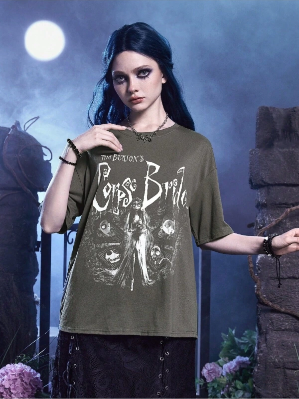 Karikatür ve Grafik tasarım Oversize T-shirt Cartoon/Letter serisi kod248