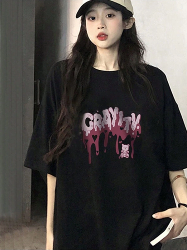 Karikatür ve Grafik tasarım Oversize T-shirt Cartoon/Letter serisi kod250