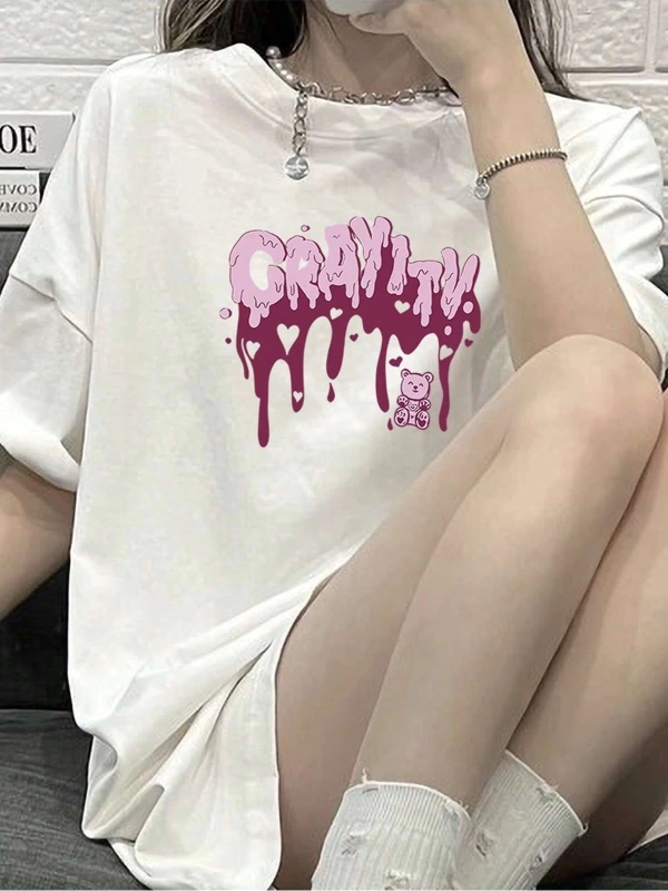 Karikatür ve Grafik tasarım Oversize T-shirt Cartoon/Letter serisi kod251