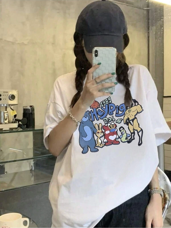 Karikatür ve Grafik tasarım Oversize T-shirt Cartoon/Letter serisi kod260