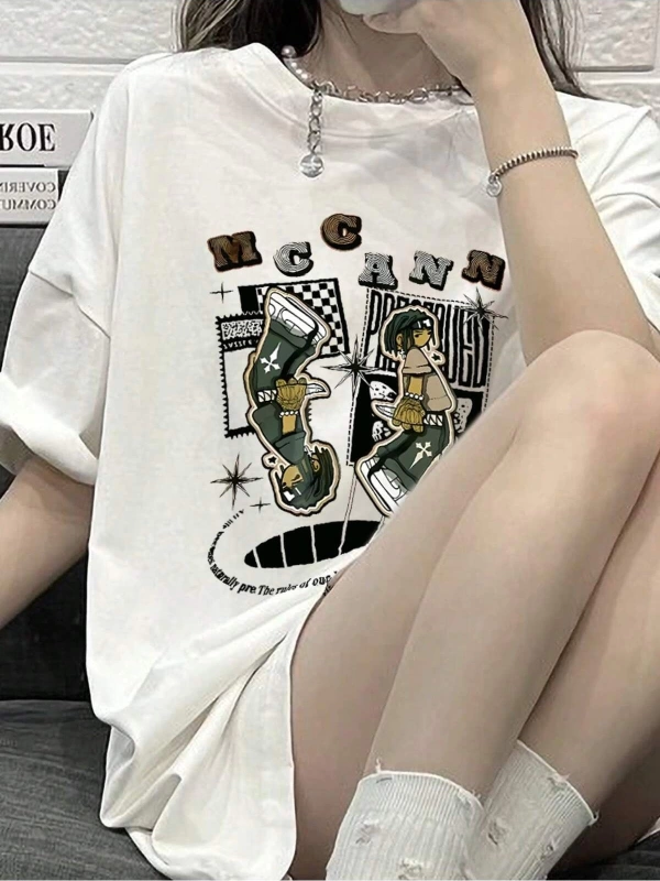 Karikatür ve Grafik tasarım Oversize T-shirt Cartoon/Letter serisi kod278