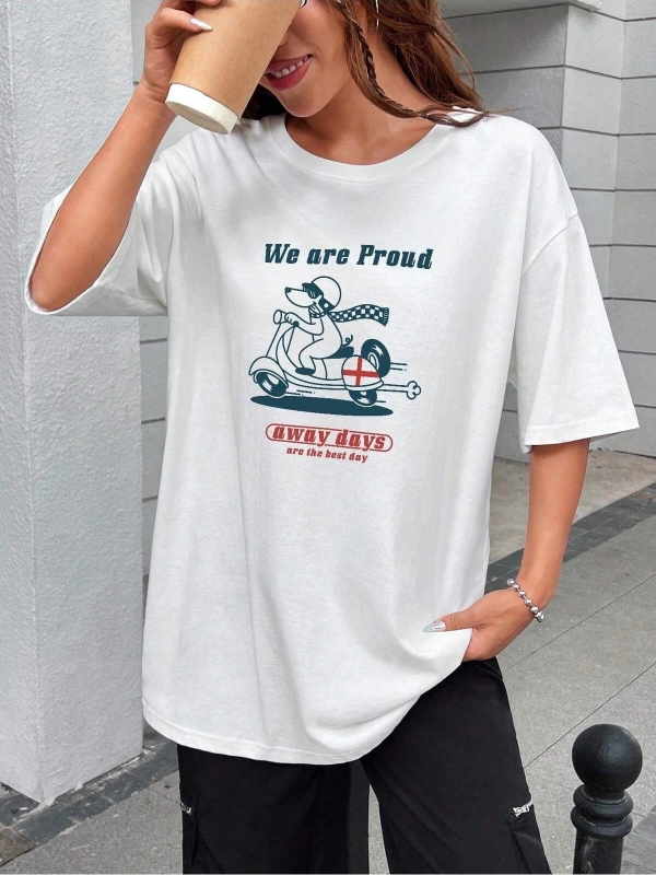 Karikatür ve Grafik tasarım Oversize T-shirt Cartoon/Letter serisi kod279