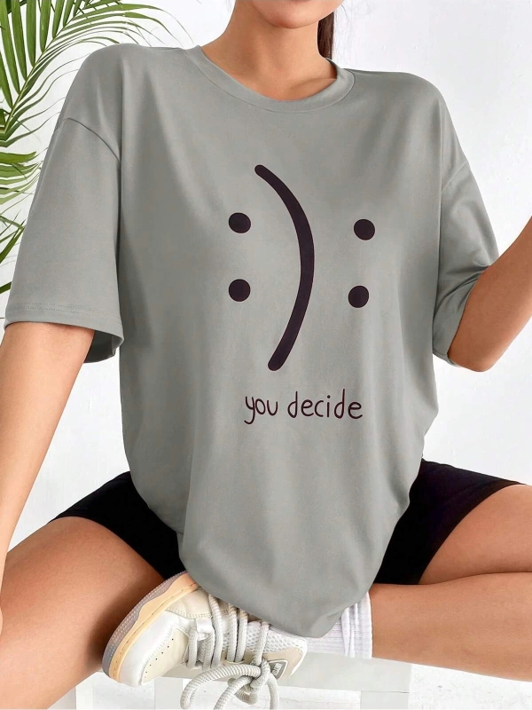 Karikatür ve Grafik tasarım Oversize T-shirt Cartoon/Letter serisi kod296