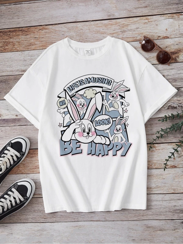 Karikatür ve Grafik tasarım Oversize T-shirt Cartoon/Letter serisi kod3