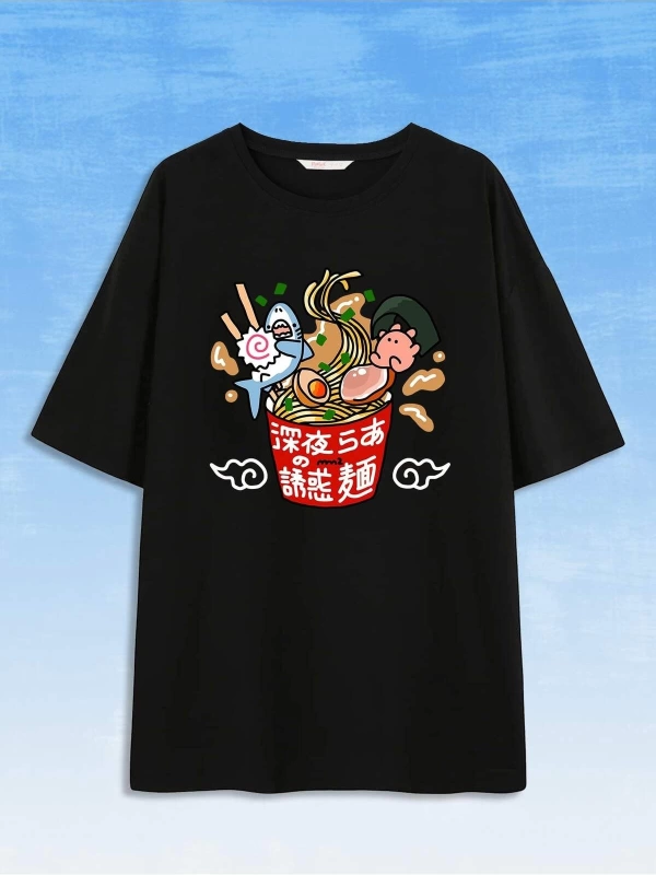 Karikatür ve Grafik tasarım Oversize T-shirt Cartoon/Letter serisi kod303